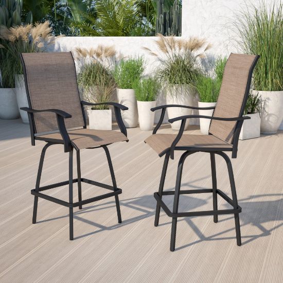 Picture of Flash Furniture Valerie Patio Bar Stools, Brown, Set Of 2 Stools