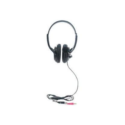 Picture of Manhattan Stereo Headset (Clearance Pricing), Lightweight, adjustable microphone, in-line volume control, padded cloth ear cushions, two 3.5mm jack input plugs, cable 2m, Black, 3 year warranty, Box - Headset - full size - wired - 3.5 mm jack - black