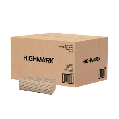 Picture of Highmark Multi-Fold 1-Ply Paper Towels, 100% Recycled, Natural, 250 Sheets Per Pack, Case Of 16 Packs