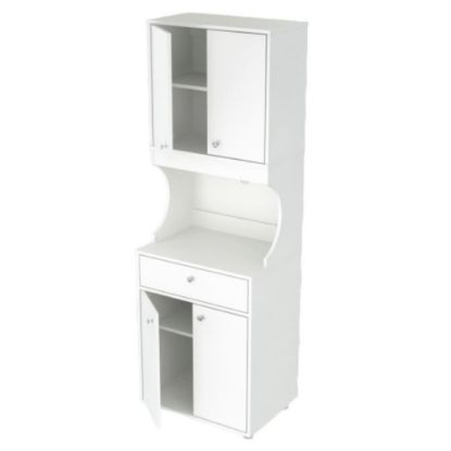 Picture of Inval Galley Melamine Kitchen Storage Cabinet, 4 Door, 67inH x 23-5/8inW x 14-5/8inD, White