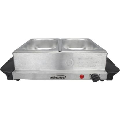 Picture of Brentwood BF-215 3-Quart 2-Pan Buffet Server And Warming Tray, 7in x 11in, Silver/Black