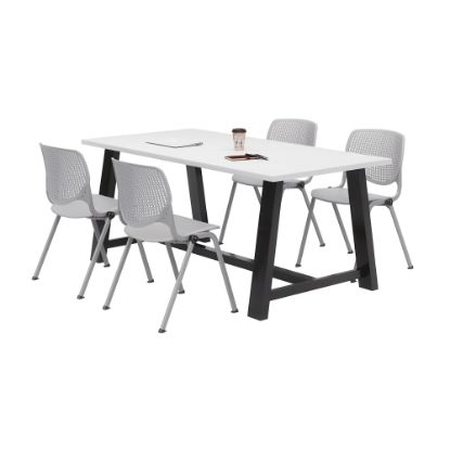 Picture of KFI Studios Midtown Table With 4 Stacking Chairs, Designer White/Light Gray