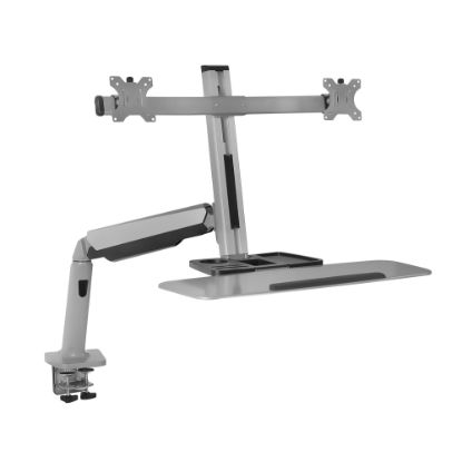 Picture of Mount-It! MI-7904 36inW Stand-Up Workstation With Dual-Monitor Mount, Silver