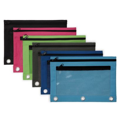 Picture of Office Depot Brand Pencil Pouch With Mesh Window, 7in x 9 3/4in, Assorted Colors