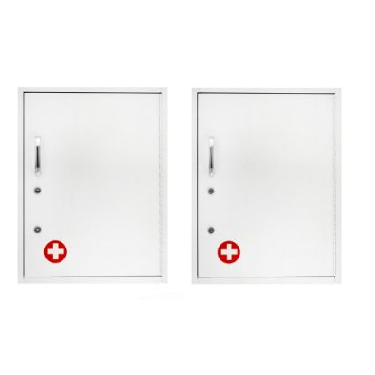 Picture of Alpine AdirMed Dual Lock Surface-Mount Medical Security Cabinets, 21inH x 16inW x 6inD, White, Pack Of 2 Cabinets