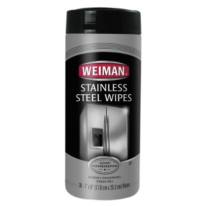 Picture of Weiman Stainless Steel Wipes, 7in x 8in, Canister Of 30