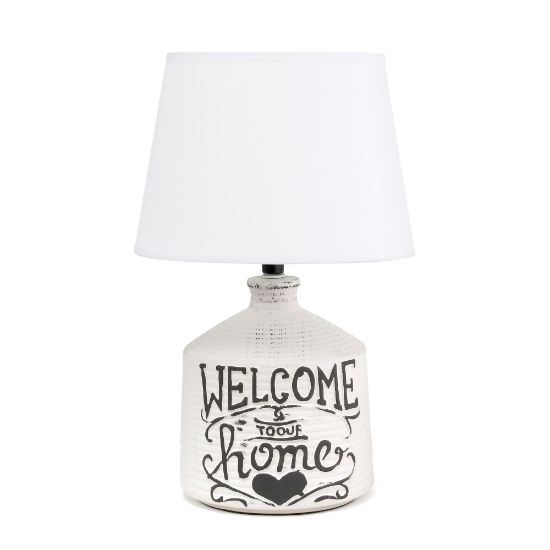 Picture of Simple Designs Ceramic Farmhouse Accent Table Lamp, 13-3/4inH, White