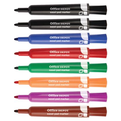 Picture of Office Depot Brand Easel Pad Flip Chart Markers, 100% Recycled Plastic Barrel, Assorted Colors, Pack Of 8