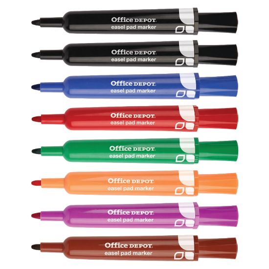 Picture of Office Depot Brand Easel Pad Flip Chart Markers, 100% Recycled Plastic Barrel, Assorted Colors, Pack Of 8