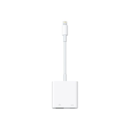 Picture of Apple Lightning to USB 3 Camera Adapter - Lightning/USB Data Transfer Cable for iPad, Digital Camera - First End: 1 x Lightning - Male - Second End: 1 x USB 3.0 Type A - Female, 1 x Lightning - Female