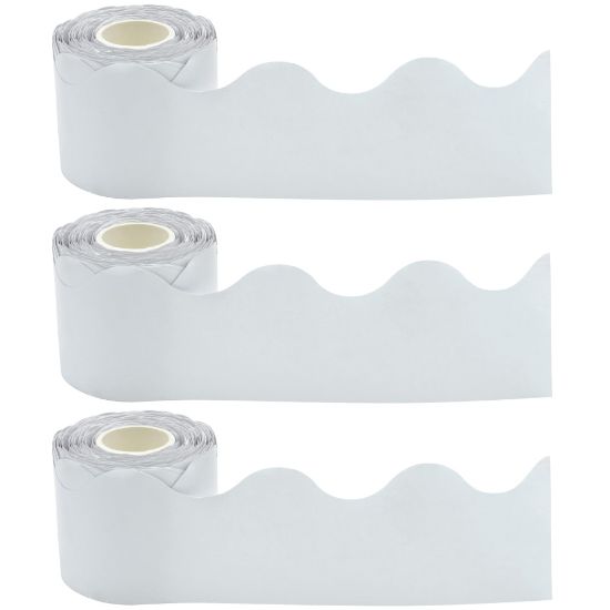 Picture of Teacher Created Resources Scalloped Border Trim, White, 50ft Per Roll, Pack Of 3 Rolls