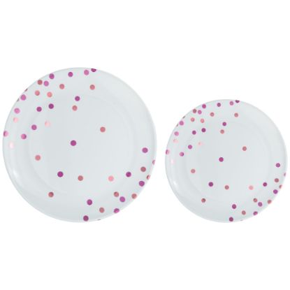 Picture of Amscan Round Hot-Stamped Plastic Plates, Pink, Pack Of 20 Plates