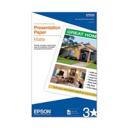 Picture of Epson Inkjet Paper, Legal Size (8 1/2in x 14in), 90 (U.S.) Brightness, 27 Lb, White, Pack Of 100 Sheets