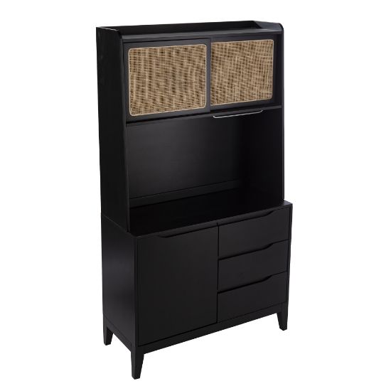 Picture of SEI Furniture Carondale 38inW Tall Buffet Cabinet With Storage, Black/Natural