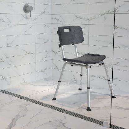 Picture of Flash Furniture Hercules Adjustable Bath And Shower Chair With Back, 33-1/4inH x 19inW x 20inD, Gray