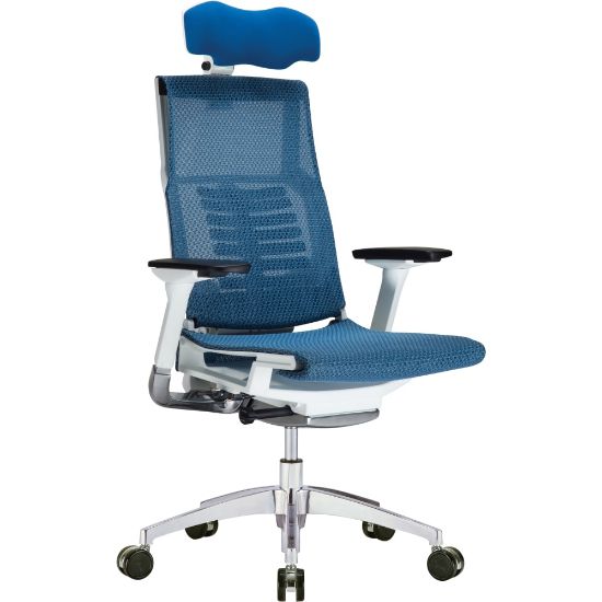 Picture of Raynor Powerfit Ergonomic Mesh High-Back Executive Office Chair, Blue/White