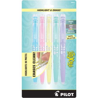 Picture of Pilot FriXion Light Pastel Erasable Highlighters, Pack of 5, Chisel Tip, Assorted Colors