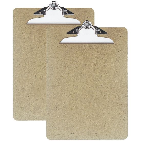 Picture of OIC 100% Recycled Hardboard Clipboards, Letter Size, 9in x 12 1/2in, Brown, Pack Of 2