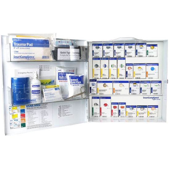 Picture of First Aid Only Smart Compliance ANSI B First Aid Large Metal Cabinet, 16-1/2inH x 15-3/4inW x 5-1/2inD, White