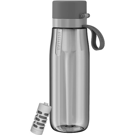 Picture of Philips GoZero Everyday Tritan Water Bottle With Filter, 22 Oz, Gray