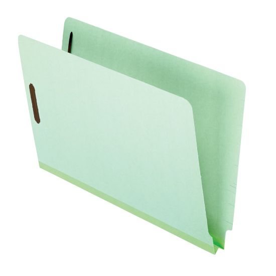 Picture of Pendaflex Pressboard End-Tab Expansion Folders With Fasteners, 2in Expansion, 8 1/2in x 14in, Legal, Light Green, Box of 25