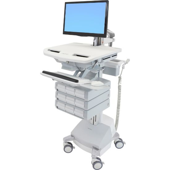 Picture of Ergotron StyleView Cart with LCD Arm, SLA Powered, 9 Drawers - 9 Drawer - 37 lb Capacity - 4 Casters - Aluminum, Plastic, Zinc Plated Steel - White, Gray, Polished Aluminum