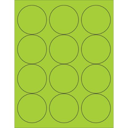 Picture of Tape Logic Labels, LL194GN, Circle, 2 1/2in, Fluorescent Green, Case Of 1,200