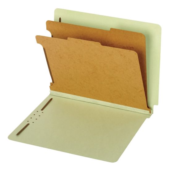 Picture of Pendaflex End-Tab Classification Folders, 2 1/2in Expansion, 8 1/2in x 11in, 2 Dividers, Light Green, Box Of 10 Folders