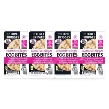 Picture of Three Bridges Ham & Gruyere Egg Bites, 4.6 Oz, 2 Bites Per Pack, Box Of 4 Packs