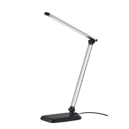 Picture of Adesso Simplee Lennox LED Desk Lamp with USB Port, 16-1/4inH, Matte Silver Shade/Glossy Black Base