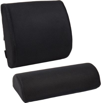 Picture of Mind Reader Ergonomic Memory Foam Back and Footrest Set, 4-1/4in H x 12-1/2in W x 13in D, Black