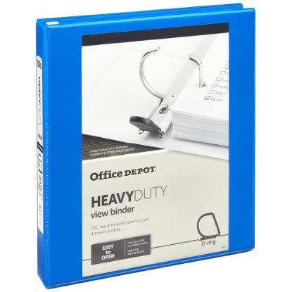 Picture of Office Depot Brand Heavy-Duty View 3-Ring Binder, 1in D-Rings, Blue