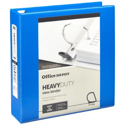 Picture of Office Depot Brand Heavy-Duty View 3-Ring Binder, 2in D-Rings, Blue