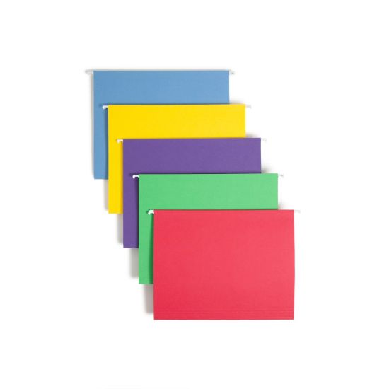 Picture of Smead Hanging File Folders With Adjustable Tabs, Letter Size, 1/3 Cut, Assorted Colors, Box Of 25