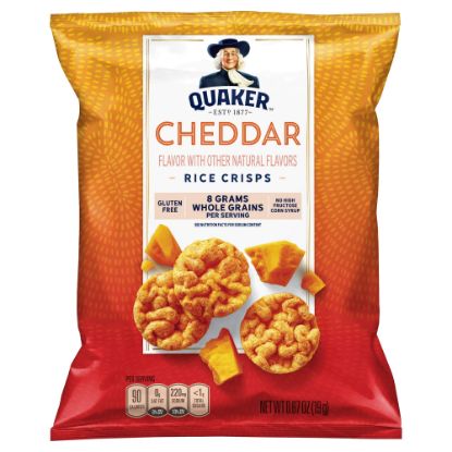 Picture of Quaker Cheddar Cheese Popped Rice Crisps, 0.67 Oz, Pack Of 60