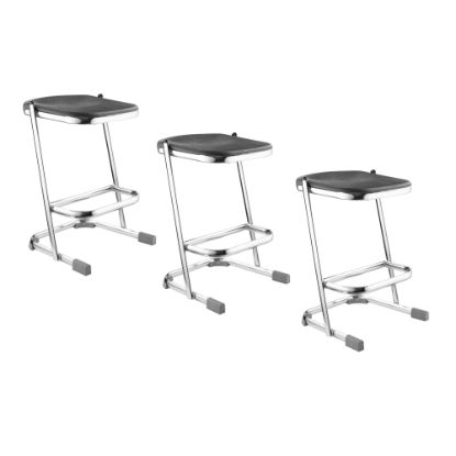 Picture of National Public Seating Elephant Task Z-Stool, Black Seat/Chrome Frame, Quantity: 3