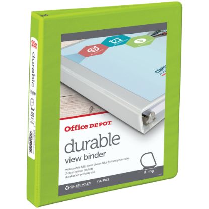 Picture of Office Depot Brand Durable View 3-Ring Binder, 1in D-Rings, Green