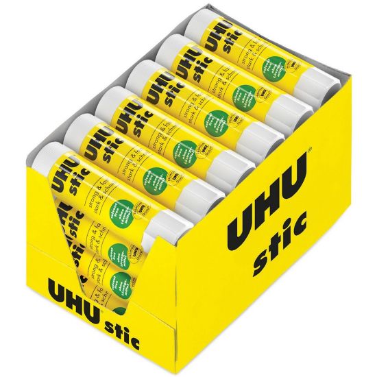 Picture of Saunders UHU stic Washable Glue Stick - 0.29 oz - 24 / Box - White