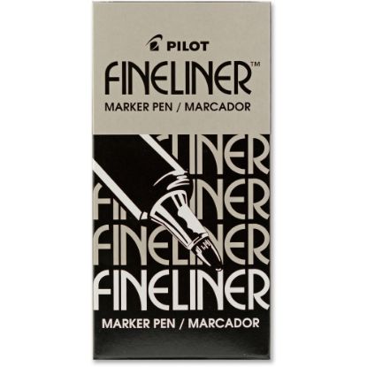 Picture of Pilot Fineliner Markers - Fine Pen Point - 0.7 mm Pen Point Size - Black - Acrylic Fiber Tip - 12 / Box