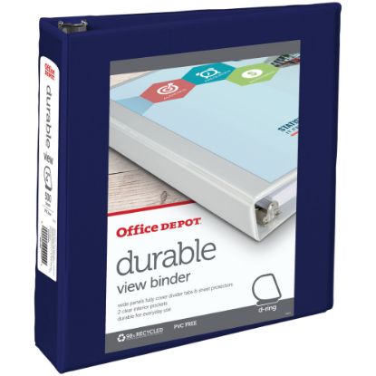 Picture of Office Depot Brand Durable View 3-Ring Binder, 2in D-Rings, Blue