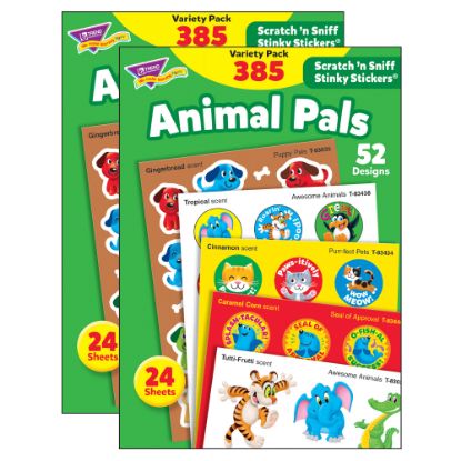 Picture of Trend Stinky Stickers, 1in, Animal Pals, 385 Stickers Per Pack, Set Of 2 Packs