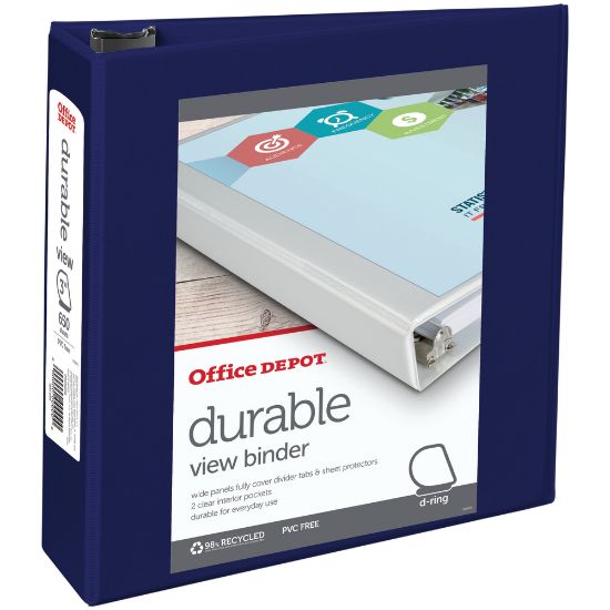 Picture of Office Depot Brand Durable View 3-Ring Binder, 3in D-Rings, Blue