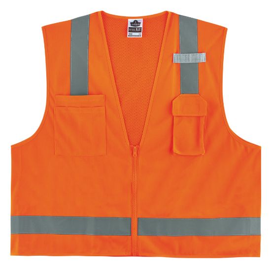 Picture of Ergodyne GloWear Surveyors Mesh Hi-Vis Class 2 Safety Vest, X-Large, Orange