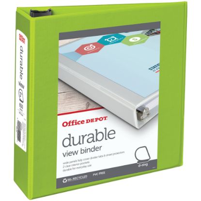 Picture of Office Depot Brand Durable View 3-Ring Binder, 3in D-Rings, Green