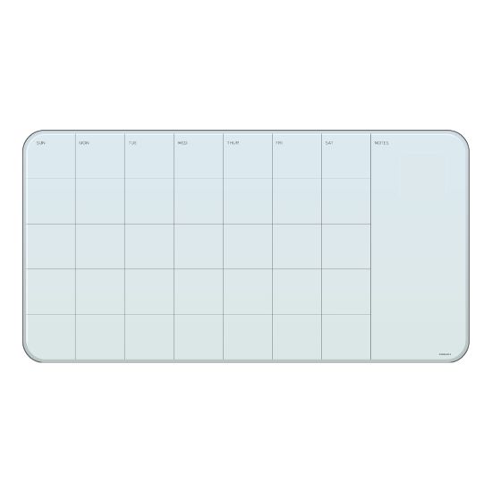 Picture of U Brands Magnetic Cubicle/Wall Glass Dry-Erase Monthly Calendar Board, 24in X 12in, White Frosted Surface, Frameless, Actual Size 23in X 12in (2341U00-01)