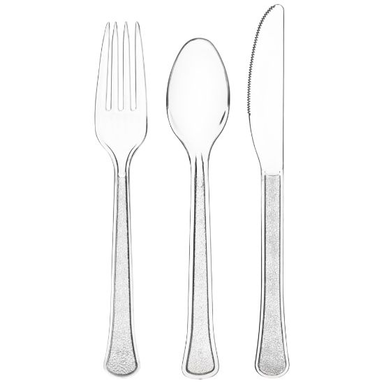 Picture of Amscan Boxed Heavyweight Cutlery Assortment, Clear, 200 Utensils Per Pack, Case Of 2 Packs