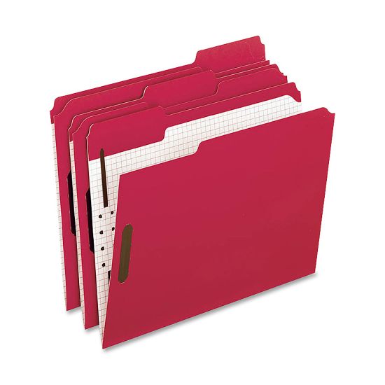 Picture of Oxford 1/3-Cut Color Fasteners Folders, Letter Size, Red, Box Of 50