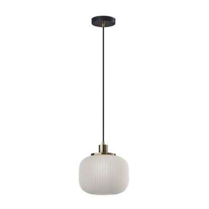 Picture of Adesso Hazel Pendant Lamp, 10inW, Frosted Glass Shade/Antique Brass Base