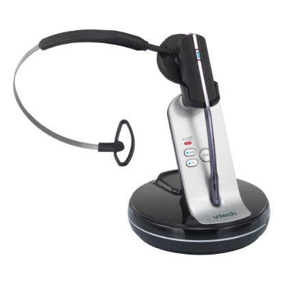 Picture of VTech VH6210 Convertible DECT Office Wireless Headset For Business Desktop Phones, Black/Silver