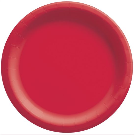 Picture of Amscan Round Paper Plates, Apple Red, 10in, 50 Plates Per Pack, Case Of 2 Packs